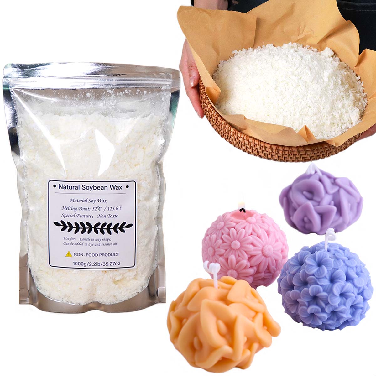 Soy Wax Flake - 100/250/500/1000g Natural Soy Wax Flake DIY