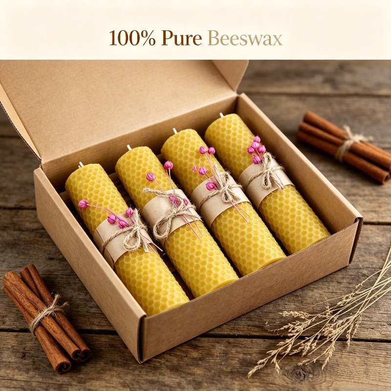 4pcs Handmade Rolled Beeswax P - Beeswax Taper Candle recension och pris