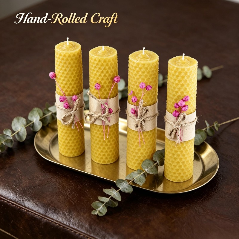4pcs Handmade Rolled Beeswax P - Beeswax Taper Candle recension och pris