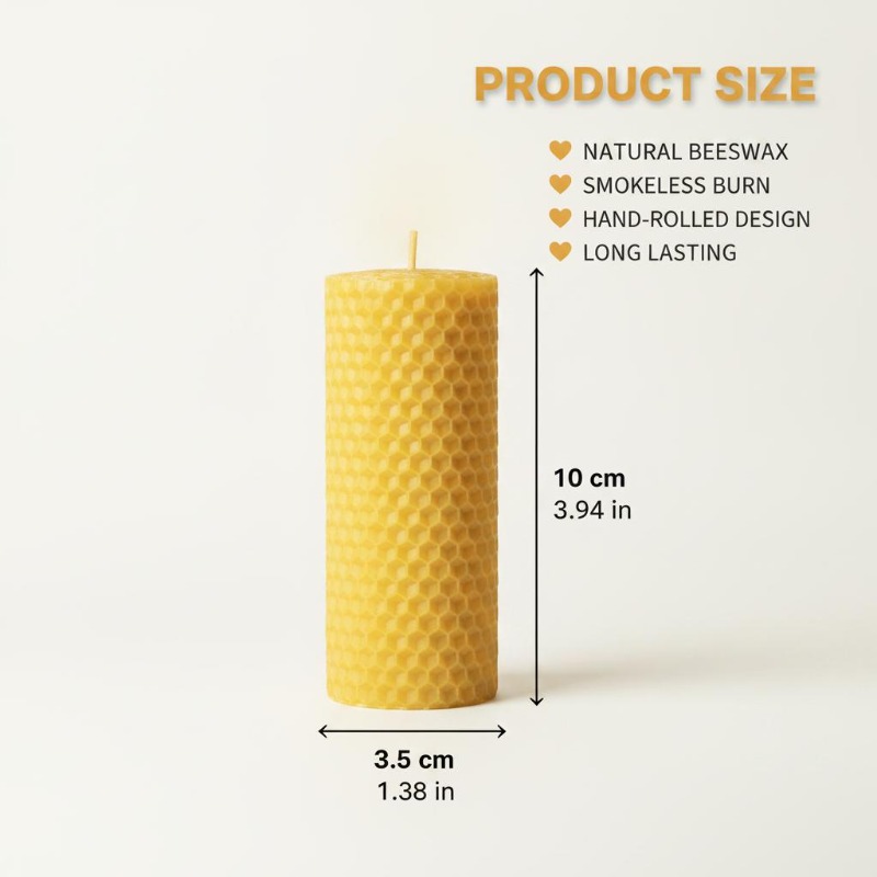 6pcsNatural Pure Beeswax Honey - Beeswax Taper Candle recension och pris