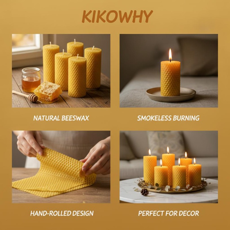 6pcsNatural Pure Beeswax Honey - Beeswax Taper Candle recension och pris