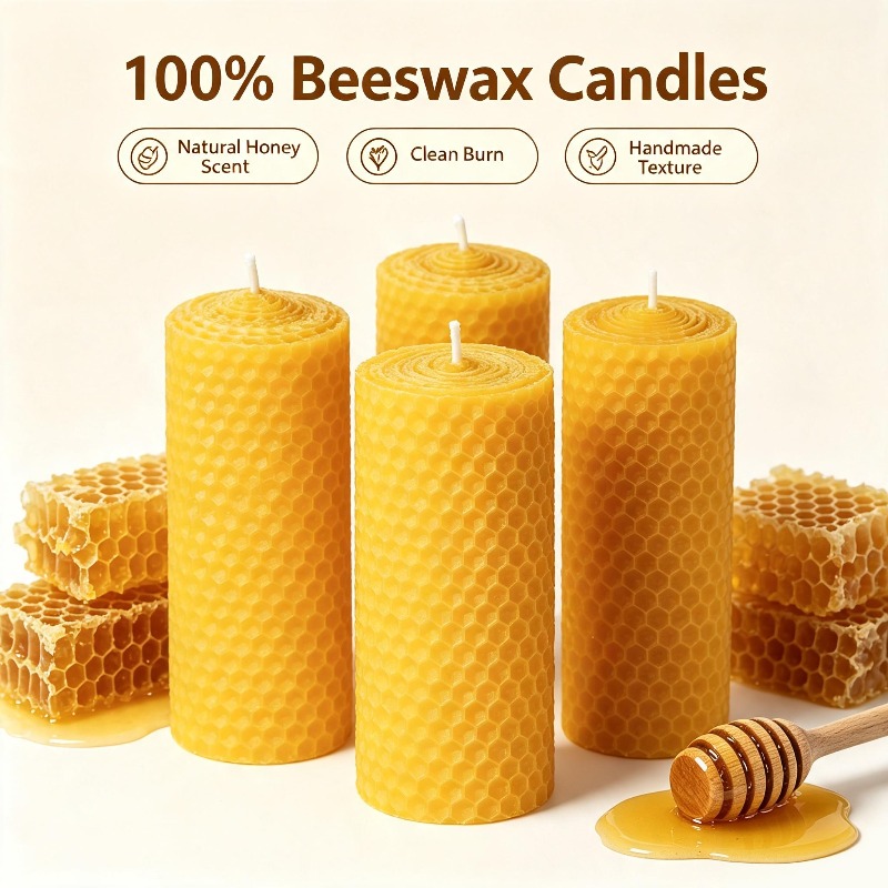 6pcsNatural Pure Beeswax Honey - Beeswax Taper Candle recension och pris