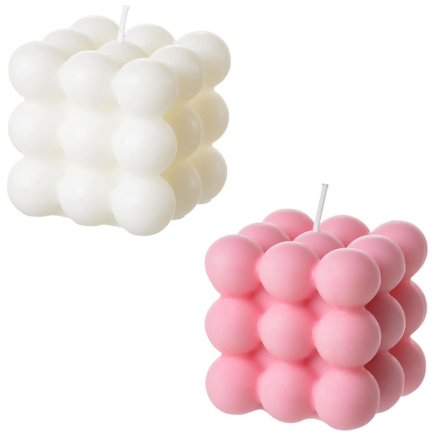 2 Pieces White Pink Bubble Can - Soy Wax Flake recension och pris